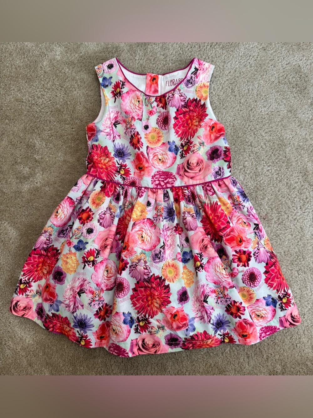 Florabelle Girls Sz 5T Bright Pink Floral Sleeveless Dress for Girls